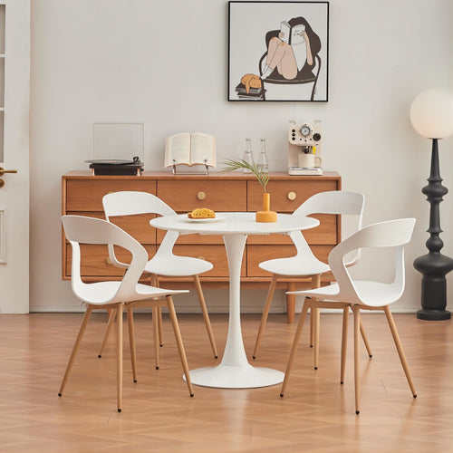 GrandCA HOME Modern Round Dining Table 80cm White