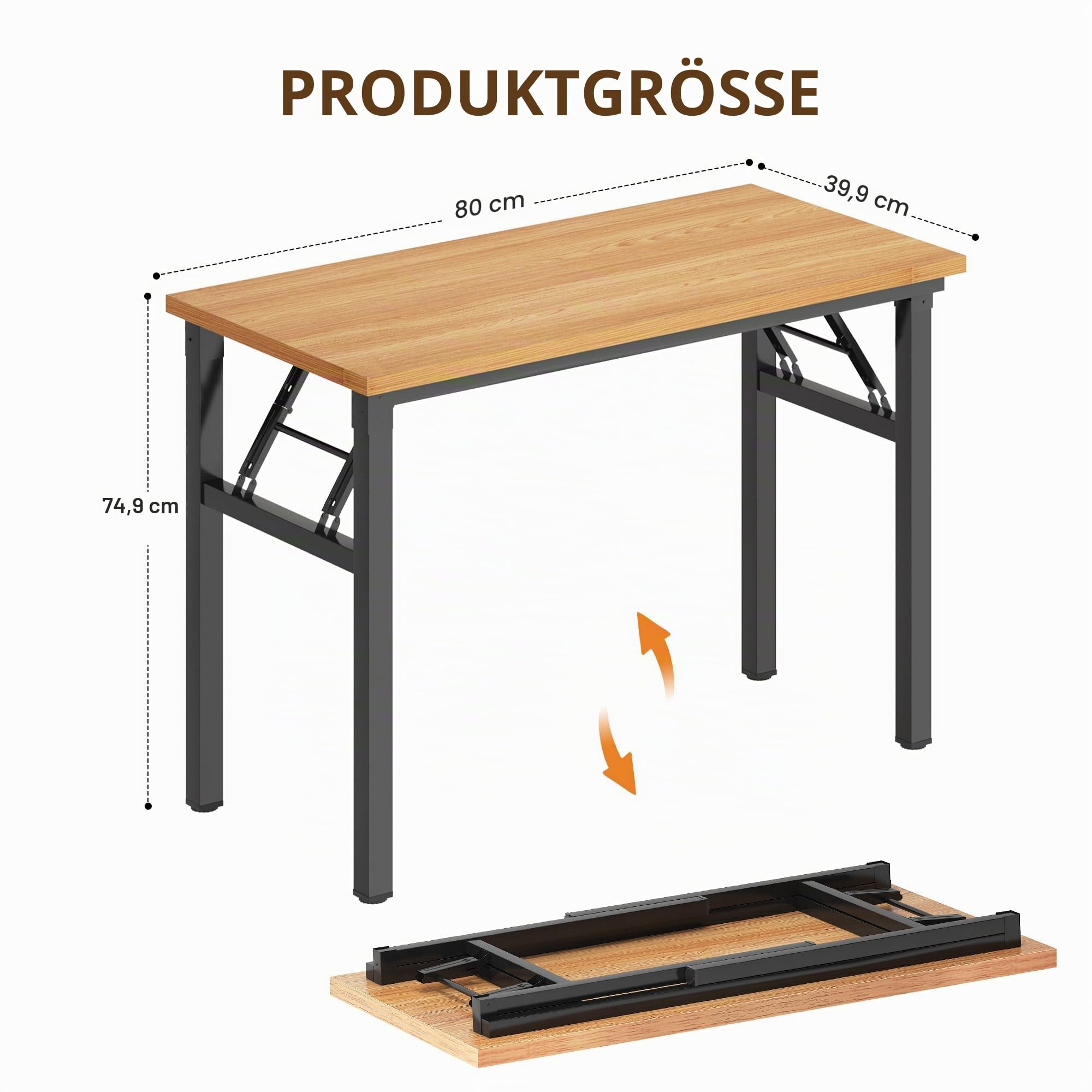 DlandHome Folding Home Office Desk with Solid Wood Particle Board