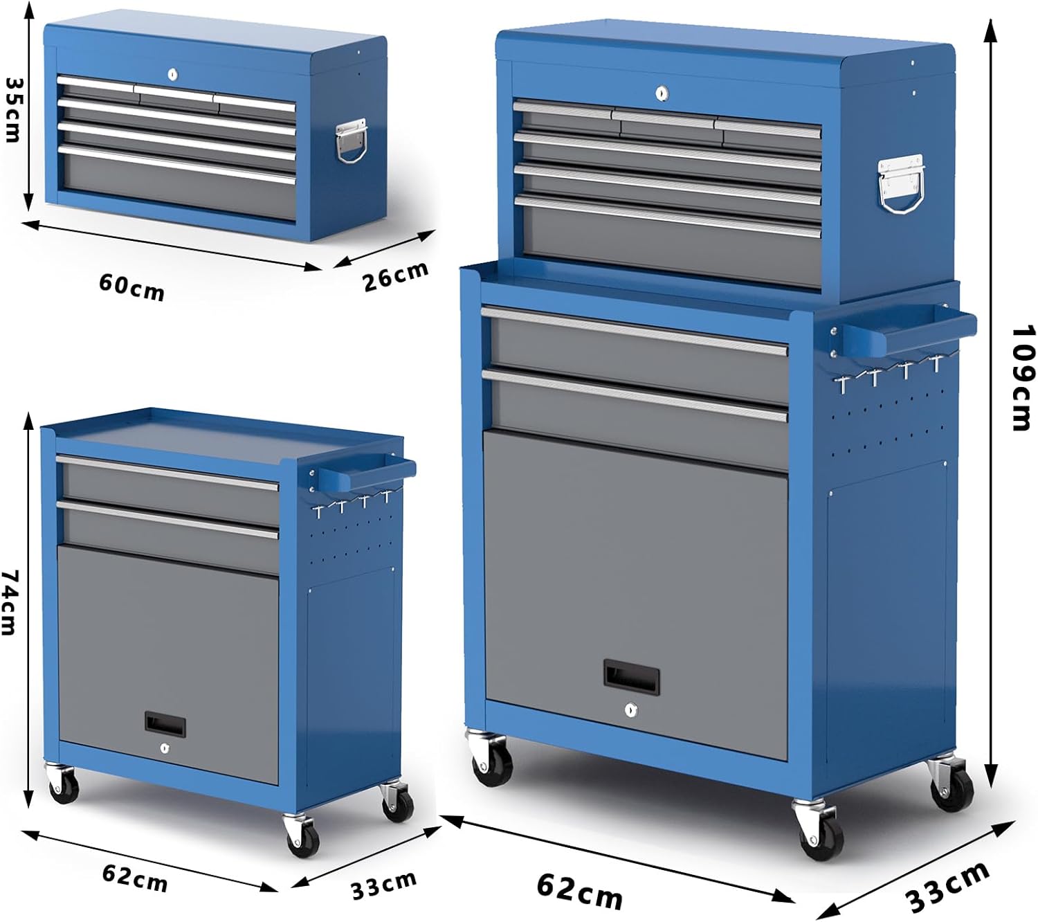 AIRAJ Heavy Duty 8-Drawer Tool Chest with Wheels