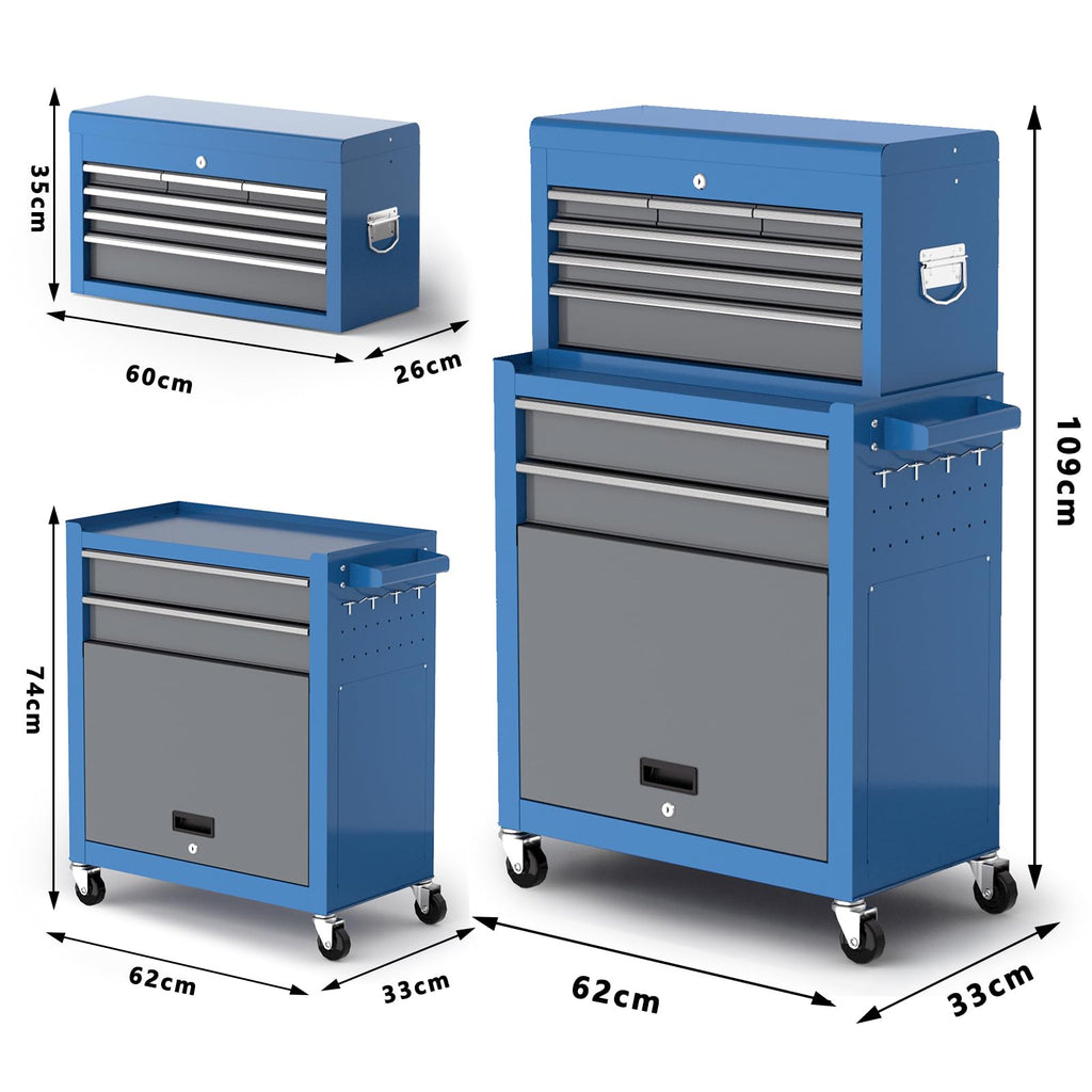 AIRAJ Heavy Duty 8-Drawer Tool Chest with Detachable Top