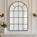 Anpark Arched Windowpane Wall Mirror with black aluminum alloy frame
