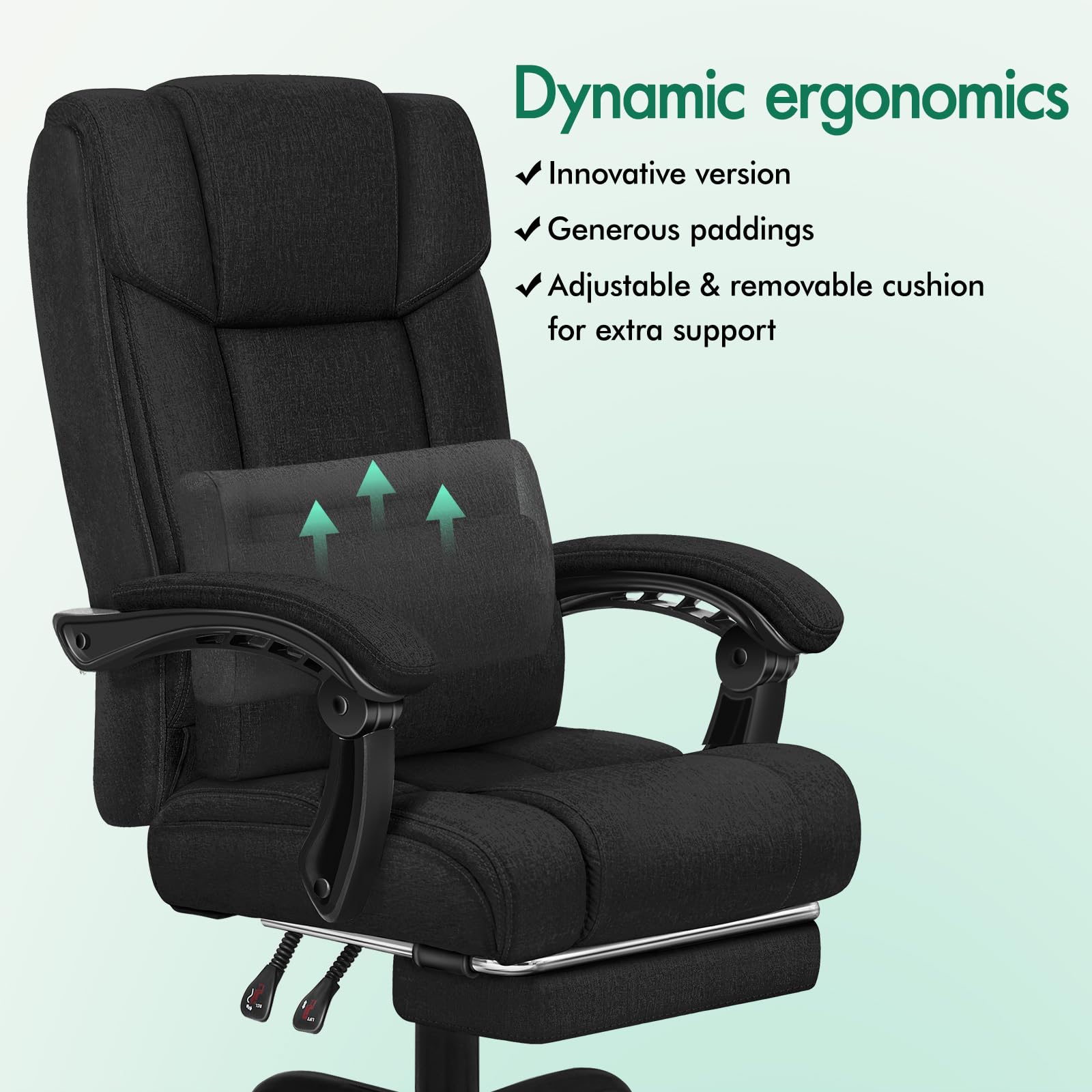 ELFORDSON Ergonomic High-Back Office Chair with Lumbar Cushion and Footrest