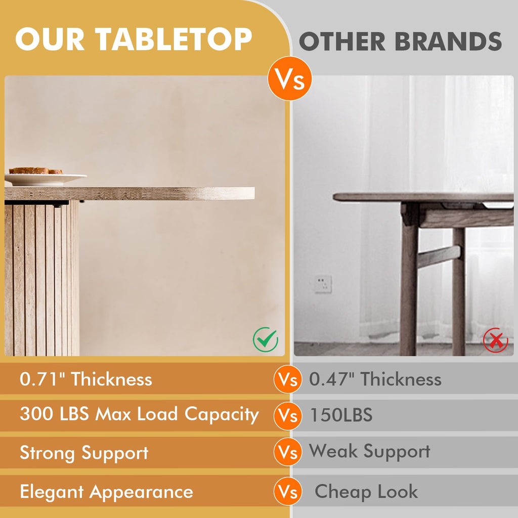 HJhomeheart Modern Rectangular Dining Table with Yellow Travertine Top