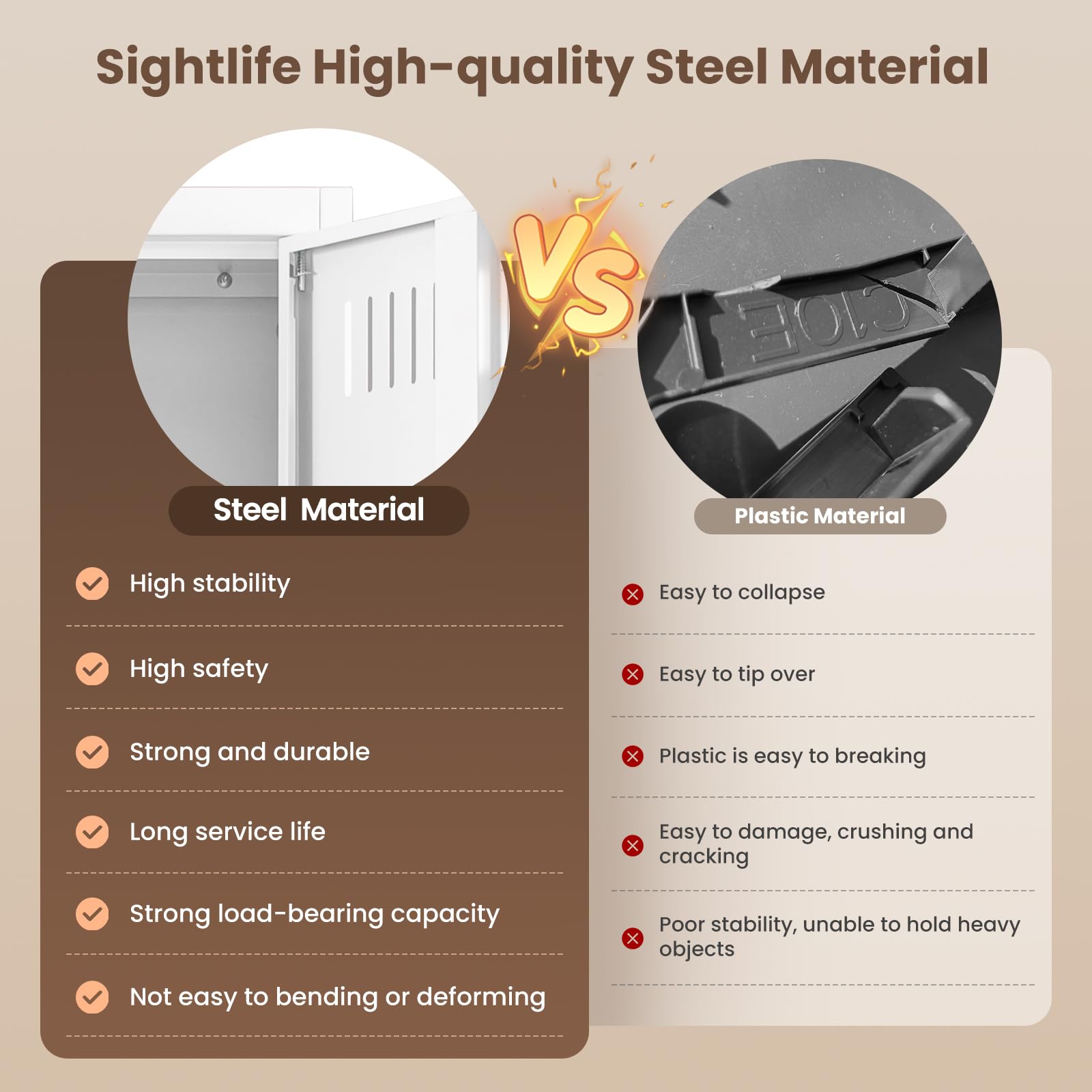 Sightlife Metal Storage Cabinet for Brooms and Mops