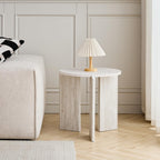JZGORC Set of 2 White Imitation Travertine Coffee Tables