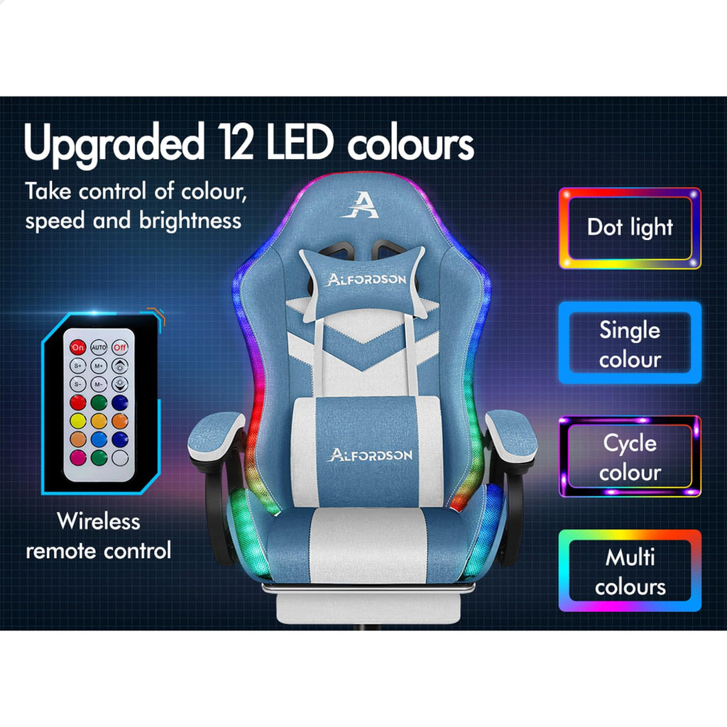 ALFORDSON Racing Gaming Chair with Massage and LED Lighting