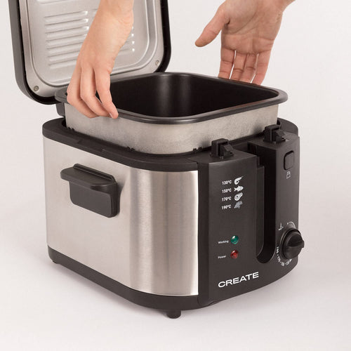 CREATE FRYER OIL PRO Oil Fryer with Grey Transparent Lid