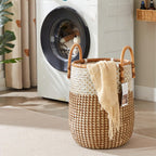 YMing Set of 2 Hand-Woven Seagrass Laundry Hampers with Lid