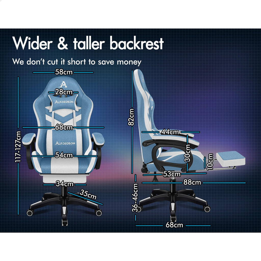 ALFORDSON Racing Gaming Chair with Massage and LED Lighting