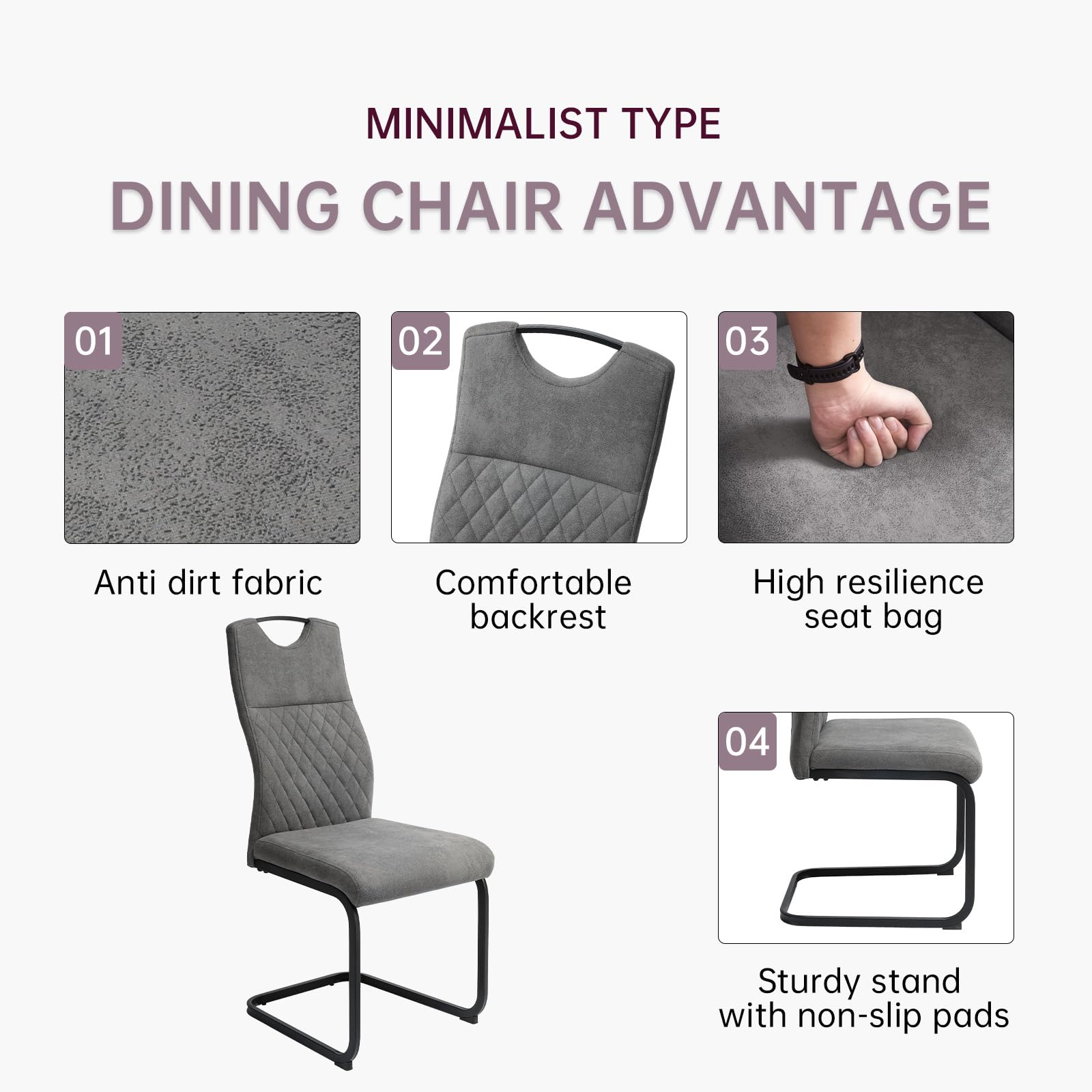 JIEXI Modern High Back Dining Chair Set of 2
