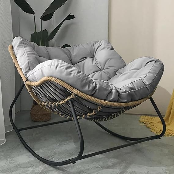 Generic Papasan Rocking Chair - Light Grey