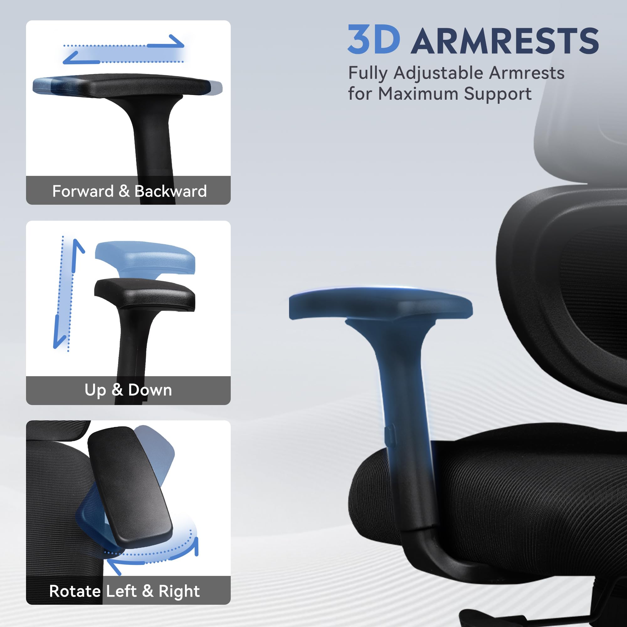 DEVAISE Big and Tall Ergonomic Office Chair with Adjustable Armrests