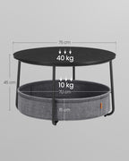 VASAGLE Modern Round Coffee Table with Storage Basket