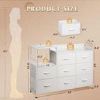 WLIVE Minimalist Three-column 8-Drawer Fabric Dresser