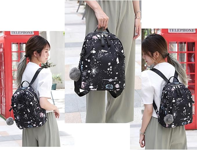 Luxe Edition Backpack for Women | Waterproof Nylon Anti-Theft Travel & College Bag | Lightweight Laptop Backpack with Hidden Pockets | Trendy Casual Office Bag for Work, School & Trips Black