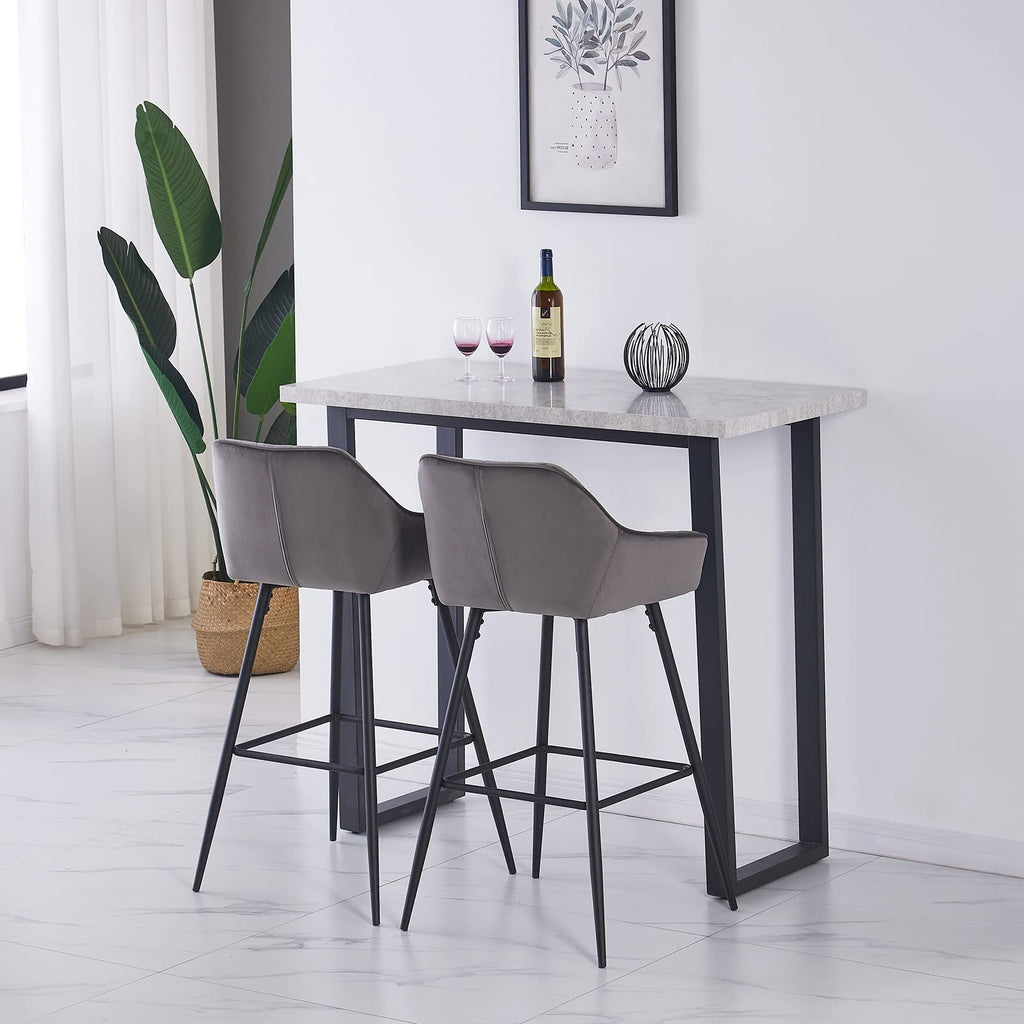 ZOONFA Velvet Kitchen Counter High Bar Stools Set of 2 with Armrest & Backrest