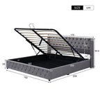 HAINEW Chesterfield Style Upholstered Bed with Hydraulic Storage