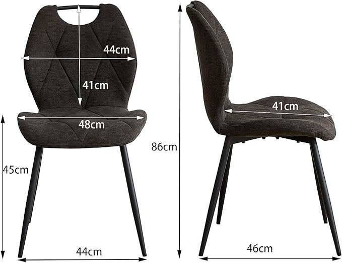DEYARNA HOME Set of 4 Modern Fabric Dining Chairs - Black