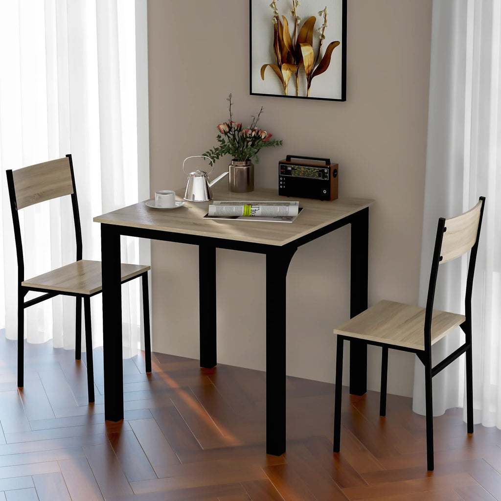 LERFAN Retro 3 Seater Dining Set with Square Table