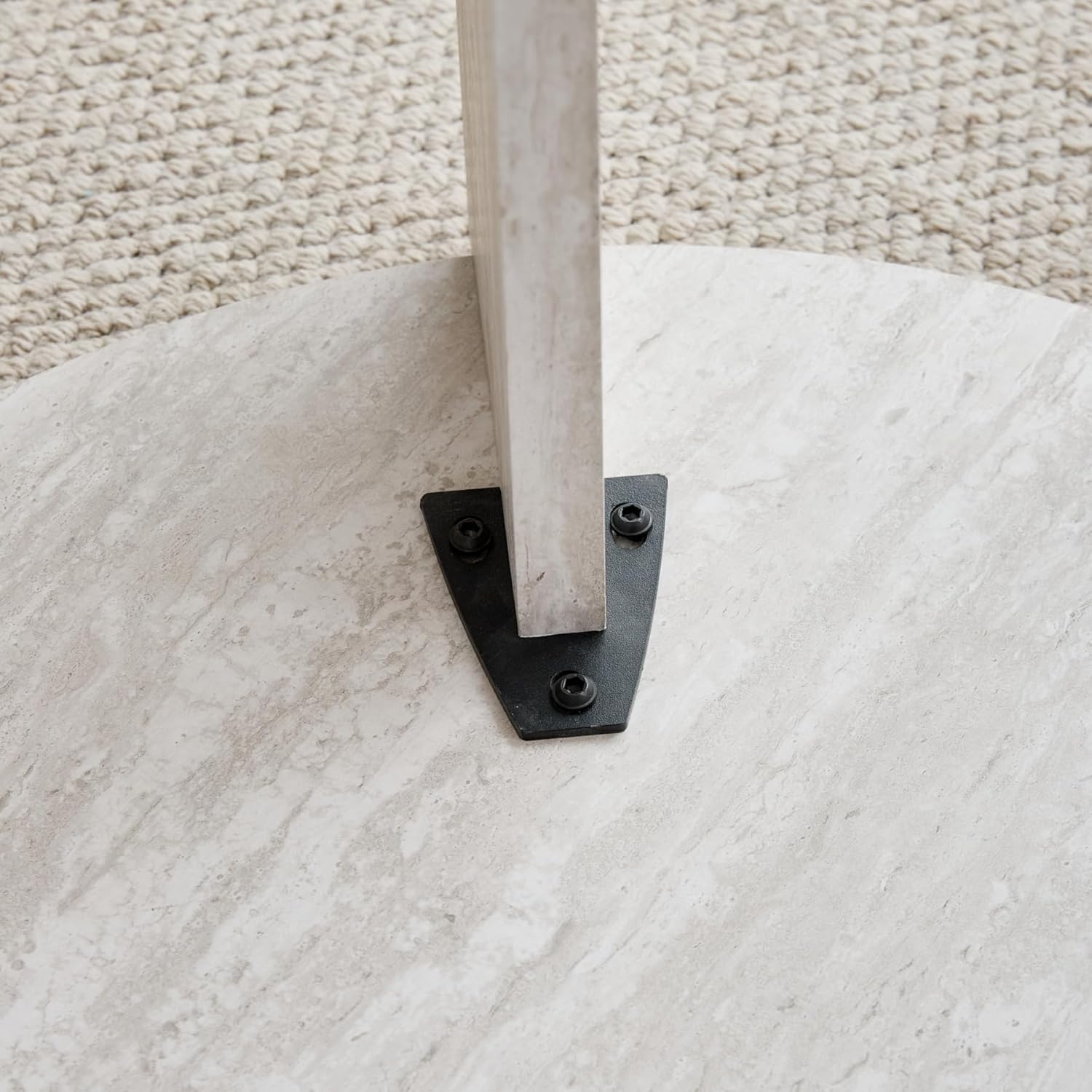 JZGORC Set of 2 White Imitation Travertine Coffee Tables - 70cm and 50cm