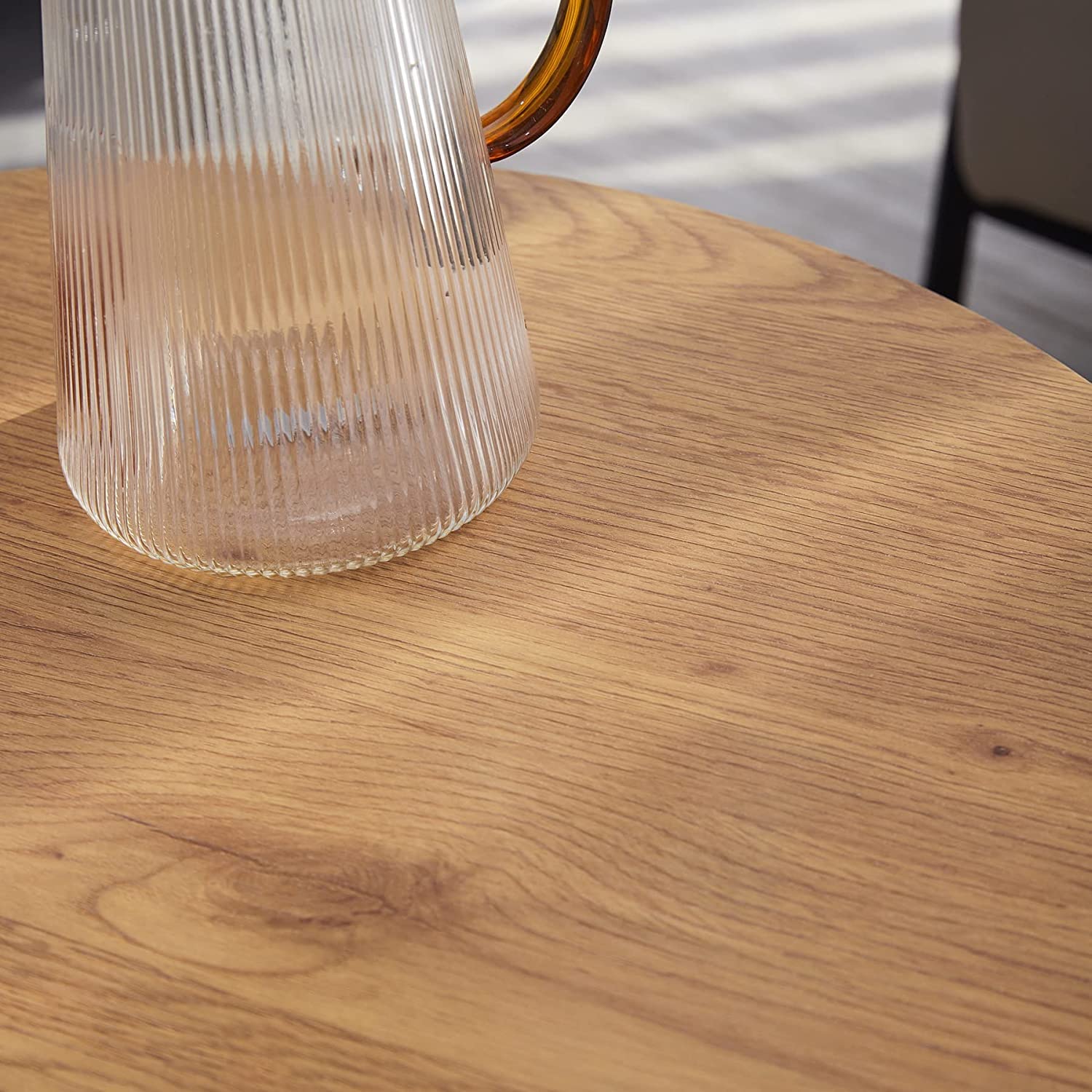 HJhomeheart Round Nesting Tables Set of 2 Light Brown