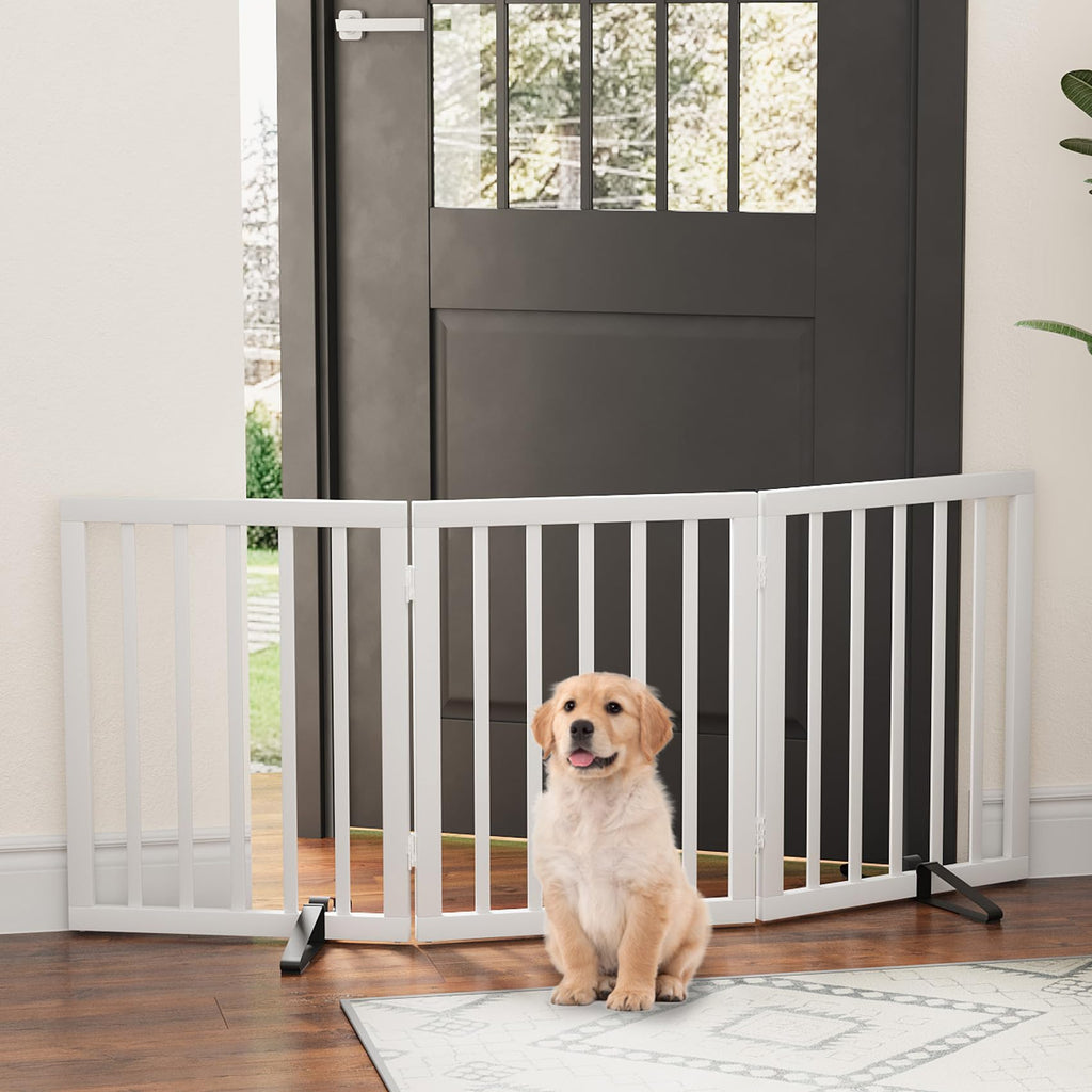 Algherohein Bamboo Freestanding Dog Gates for Doorways