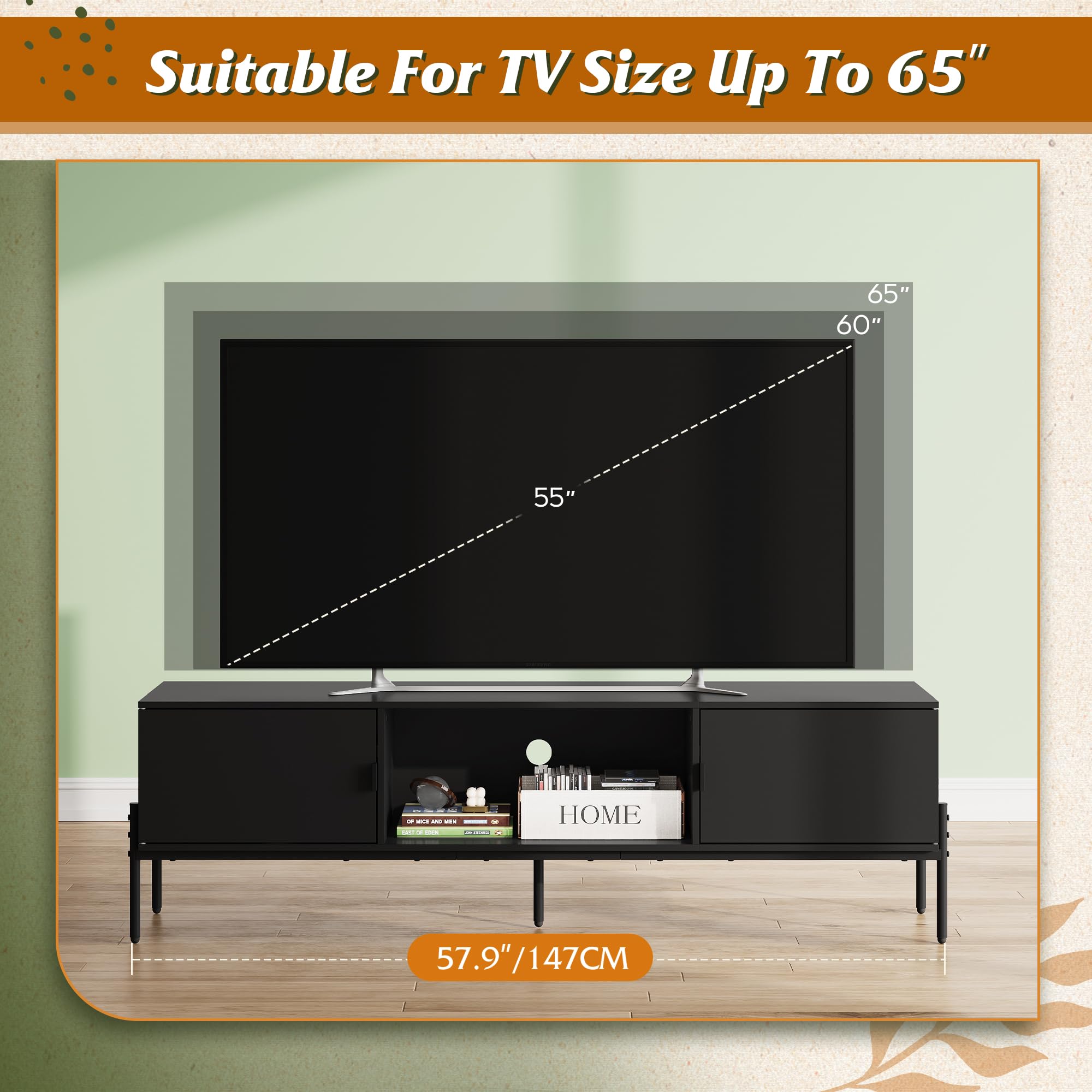 WLIVE Modern TV Stand with Storage for 65 Inch TVs