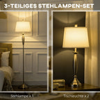 HOMCOM 3-Piece Floor and Table Lamp Set with E27 Socket