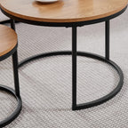 HJhomeheart Round Nesting Tables Set of 2 Light Brown