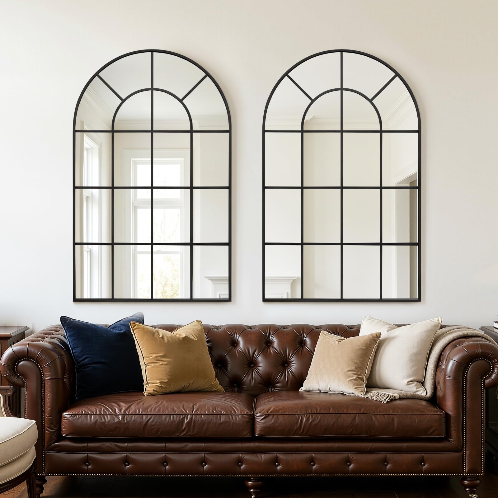 Anpark Arched Windowpane Wall Mirror