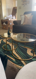 MAIKAILUN Round Nesting Coffee Table Gold Set of 2