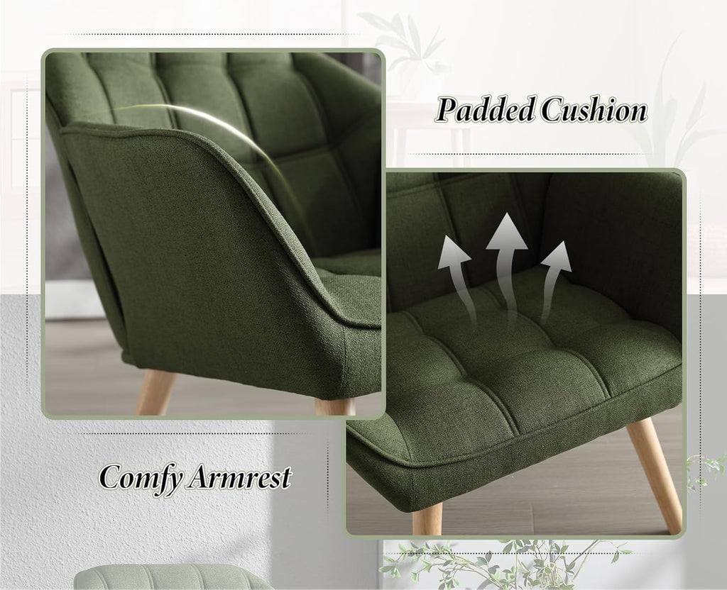 chairus Set of 2 Linen Tub Chairs - Green