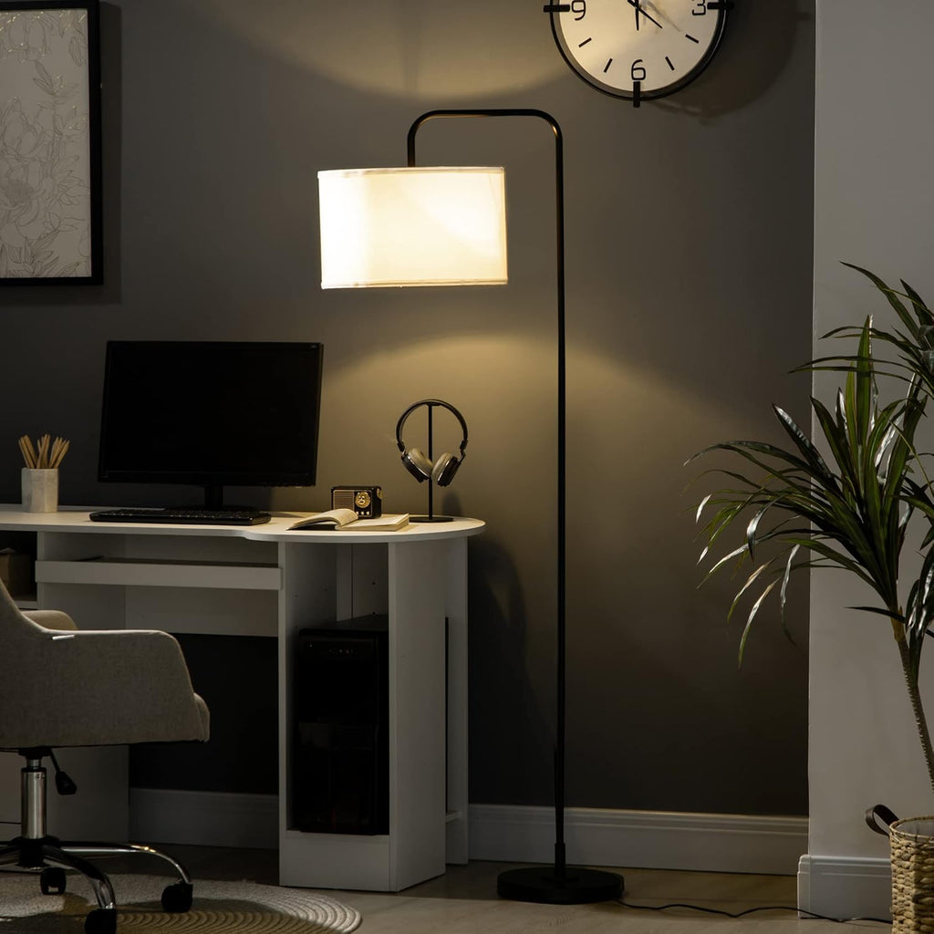 HOMCOM Modern Black Metal Floor Lamp - Black Metal