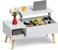 WLIVE Lift Top Coffee Table with Storage - White