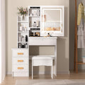 Stylish UDIYO vanity desk with LED lights, adjustable brightness mirror, and 4 drawers