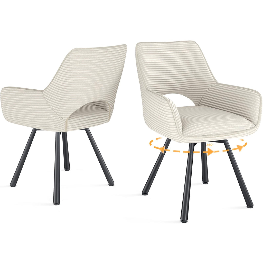 Elegant WAFTING dining room chairs set of 2 with velvet upholstery and swivel functionality