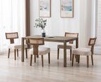chairus Set of 2 Wooden Upholstered Dining Chairs with Rattan Backrest