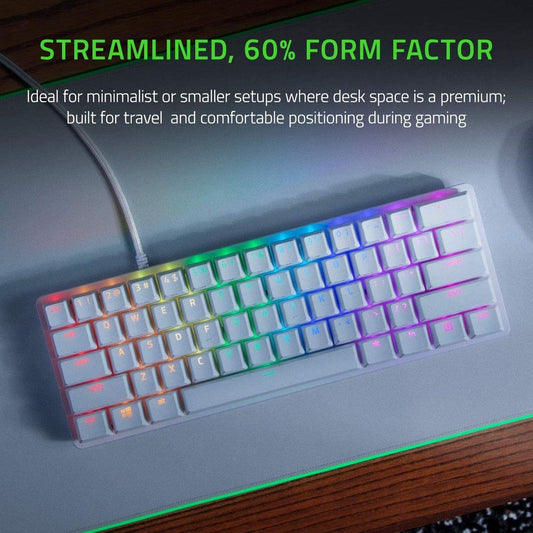 Razer Huntsman Mini 60% Gaming Keyboard: Fast Keyboard Switches - Linear Optical Switches - Chroma RGB Lighting - PBT Keycaps - Onboard Memory - Snap Tap - White