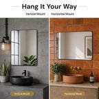 HIGHBATH Black Framed Rectangular Bathroom Wall Mirror