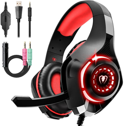 Gaming Headset for PC, Ps5, Switch, Mobile, Gaming Headphones for Nintendo with Noise Canceling Mic, Deep Bass Stereo Sound