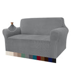 Granbest high stretch sofa cover for 2 seater with checkered pattern in light gray