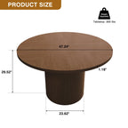 QHITTY Fluted Round Dining Table, 47-inch Walnut