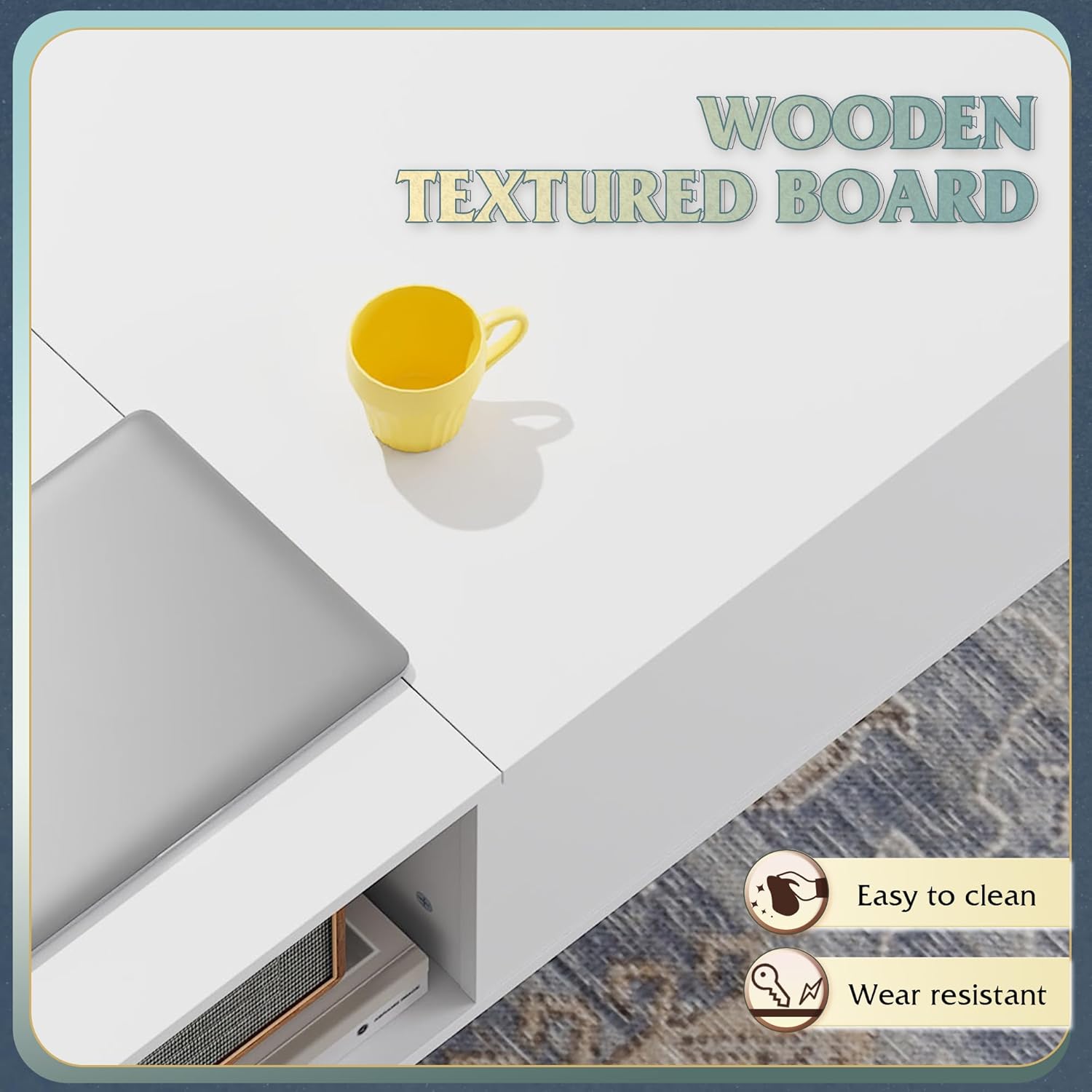 WLIVE Lift Top Coffee Table with Storage - White