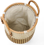 YMing Set of 2 Hand-Woven Seagrass Laundry Hampers with Lid