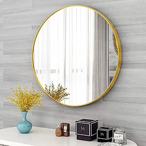 LIYANJJ Round Metal Wall Mirror - Round Metal Frame