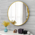 Stylish round wall mirror with metal frame for modern farmhouse decor