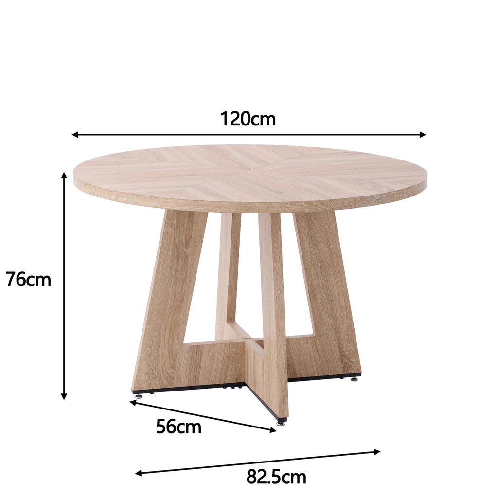 HJhomeheart Round Dining Table, Rustic Style, for 4-6 People