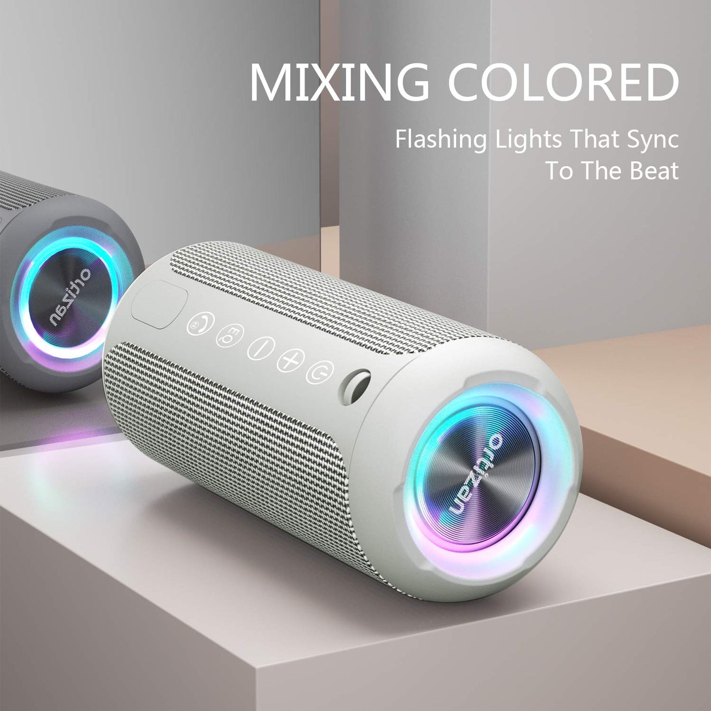 Sleek Waterproof Bluetooth Speaker with LED Lights – Immersive Sound for Outdoor and Indoor Adventures