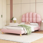 Sweiko Pink Upholstered Children's Bed with Headboard