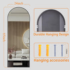 AUYHM 65"x24" Nanometre Arched Full Body Mirror in Black